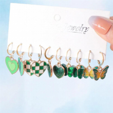 In Colorful Love Heart Dangle Earring Set Butterfly Heart Animal Drop Earrings for Woman Girls Kids Jewelry Set