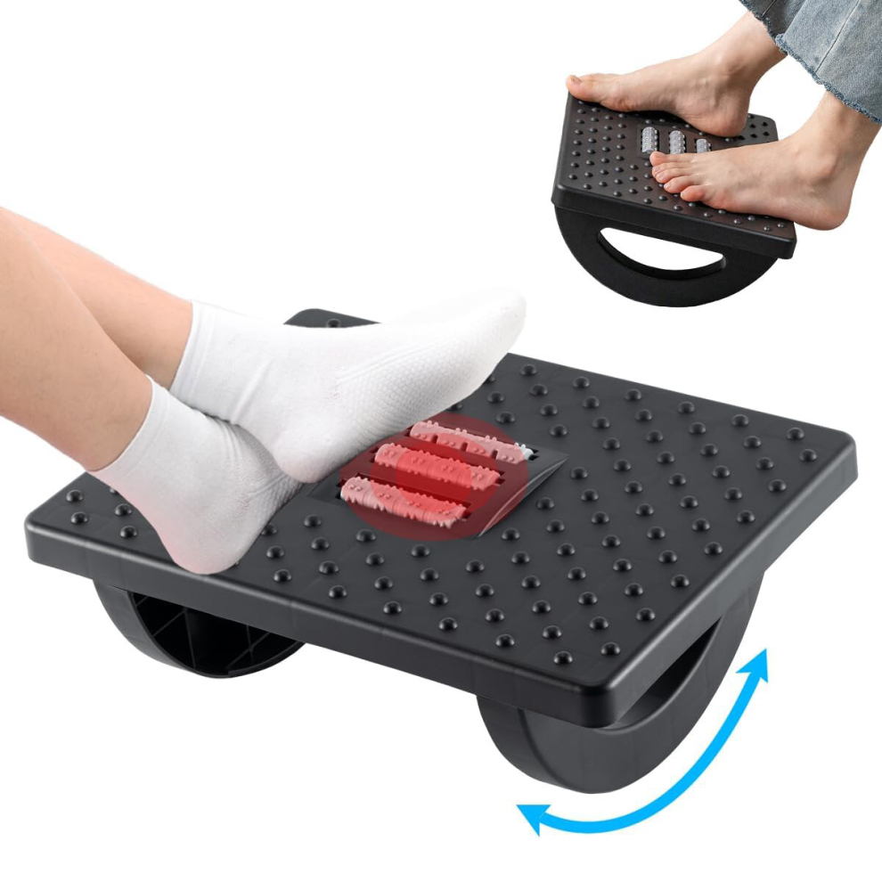 Ergonomic Footrest Cushion Round Plastic Foot Rest Under Desk Foot Stool Under Desk with Massage Points, Desk Footrest for Office