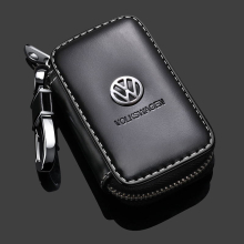 (VOLKSWAGEN) Leather Car Key Zipper Case Holder Remote Key Fob