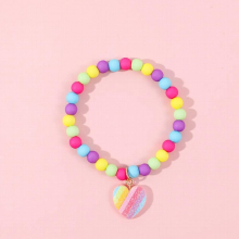 Heart Necklaces For Girl Pendants Accessories Jewelry Sets Children Gift Colorful Beads Bracelet For Kid