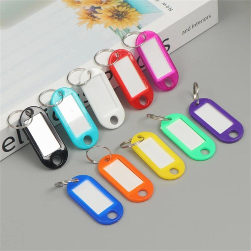 10pcs/Set Classic Tags Labels Key Chains Reusable Plastic Baggage Luggage Tags With Split Ring Label Window For Diy Name Number 2