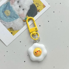 Poached Egg Cheese Pendant Keychain Girl Students Funny Dogs Rabbit Cloud Cheese Food Phone Key Chain Jewelry