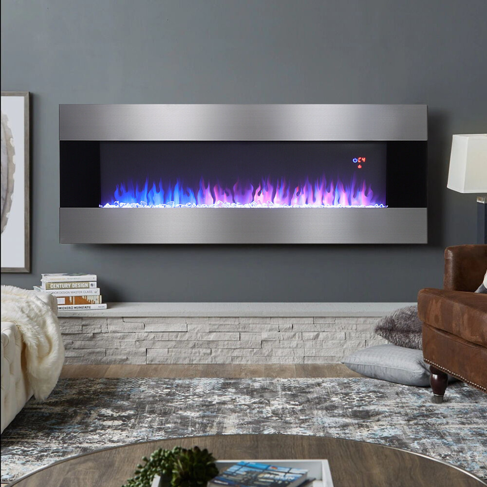 60 Inch Wall Mounted Electric Fireplace with 6 Color Flames