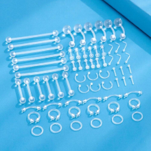 66PCS Clear Retainers Bioflex Nose Tongue Nipple Belly Rings Eyebrow Lip Nose Studs Cartilage Tragus Earring Piercing Jewelry