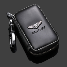 (BENTLEY) Leather Car Key Zipper Case Holder Remote Key Fob