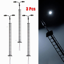 3Pcs Two-Heads Lamp Light Yard Light Model Railway LED Street Model Light Scene Model Building Courtyard Street Light