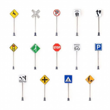 14pcs/set 1/87 Scale Model Mini Traffic Signs Building Sand Table Model Accessories Micro Landscape Decoration Road Sign