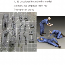 1 / 35 uncolored Resin Soldier Maintenance engineer team 750 Three person group