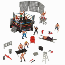 Simulation Fighting Toys Cage Wrestler Scene Model Toys, Including Rings, Cages, 12 Puppets And Various Props Plastic