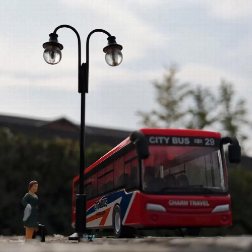 3PCS LED 1:87 HO Scale Train Model Simulation Double-Head Courtyard Light Garden Sand Table Track Scene Accessories 1