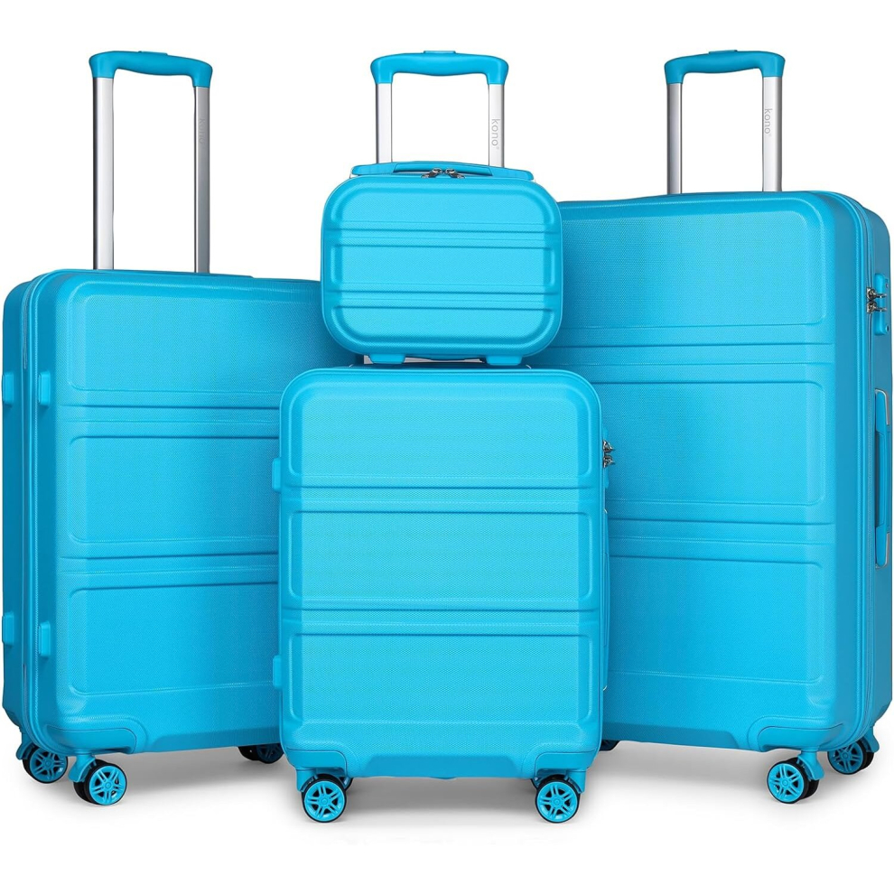 (12/20/24/28 Inch Set) Kono Travel Luggage Lightweight ABS Hard Shell Trolley Case with 4 Spinner Wheels and TSA Lock - Blue