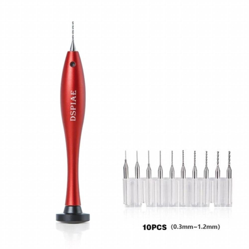 DSPIAE AT-HD Multi-function Hand Tool with Metal Hand Drill 0.3~1.2mm Tool Set Craft Tools Accessory 10Pcs For making Red 1