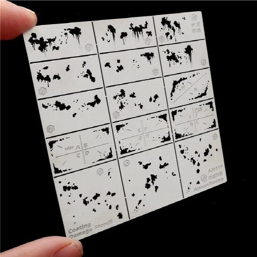 Alexen AJ0117 Coating Damage Effects Leakage Spray Stenciling Template Model Aging Tools 1