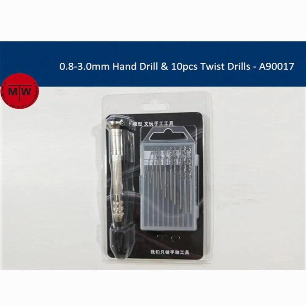 0.8-3.0Mm Hand Drill & 10Pcs Twist Drill Bits Rotary Model Hobby Craft Tools A90017 885677752359