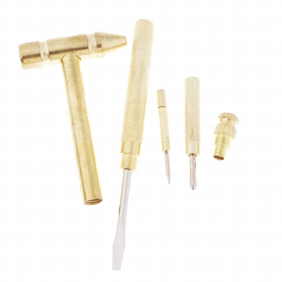 Small Full Metal Brass Hammer Portable Tool - 3Pcs Screwdriver Inside 885677753493