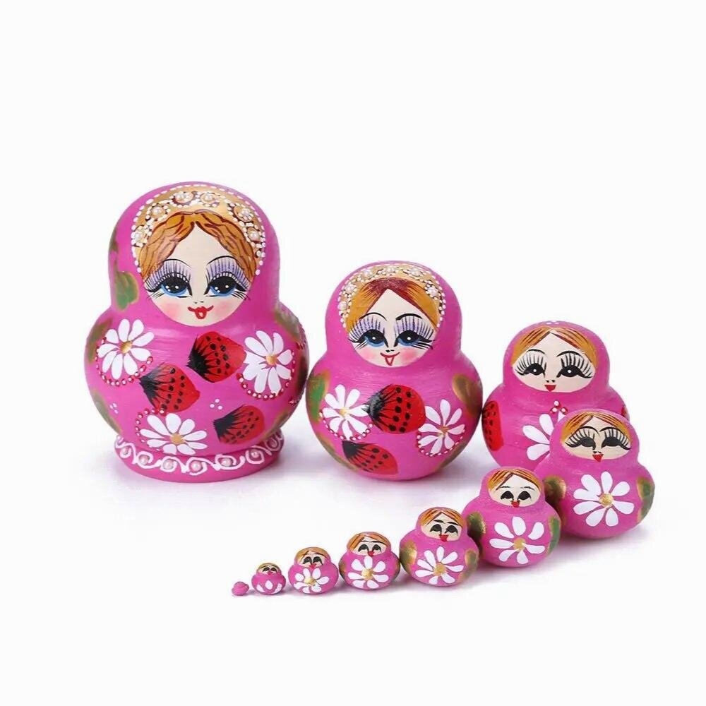 Vintage Russian Santa Nesting Doll, 5-piece Christmas Nesting Doll, Hand Painted Nesting Doll, Collectible Vintage Christmas Nesting Doll