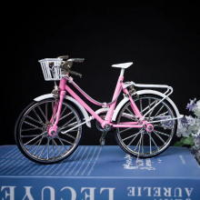1/10 Scale Alloy Bicycle Model Diecast Metal Finger Ladies Bike Simulation Toys Collection Doll Accessories