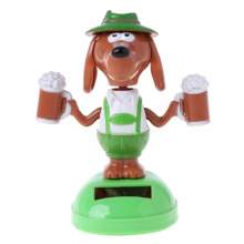 1PC Kids Novelty Toys Solar Powered Dancing Bobble Head Beer Cartoon Dog Car Ornament Adults Kids Baby Toys