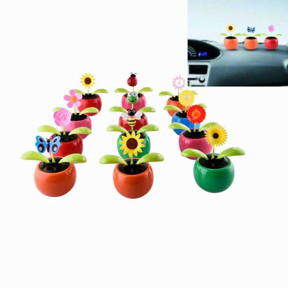 Solar Powered Flip Flap Dancing Flower For Car Decor Automatic Dancing Flower Toy Gift 885677768466