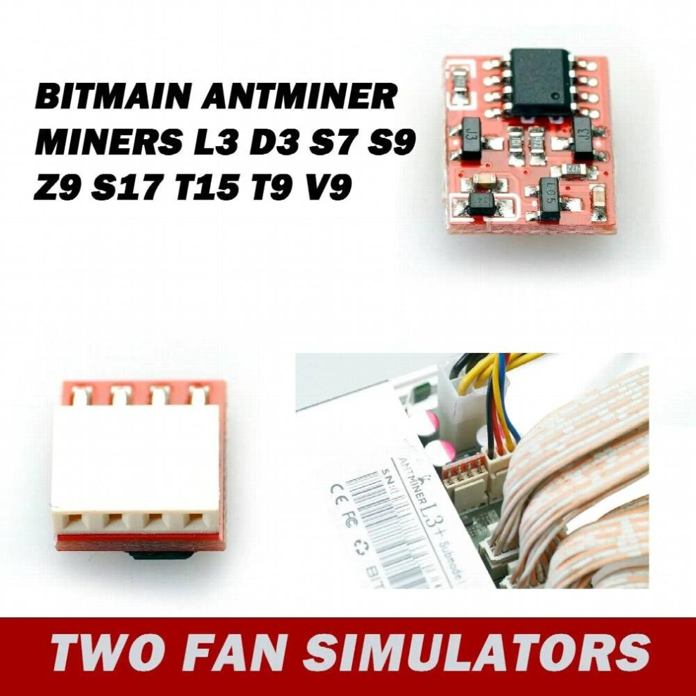 1 Set Fan Simulators For Bitmain Antminer Miners L3 D3 S7 S9 Z9 S17 T15 T9 V9 2Pcs 885677773590