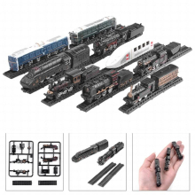 9 Pieces 1/1200 Scale Assembly Model Train Toys Mini Plastic Lotomotive Carriage Train for Kids 4 Years Old and Up