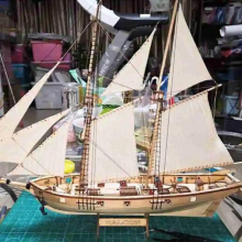 1 Set Sailboat Toys Assembling Building Kits Model WoodenSailing Model Assembled Wooden Kit DIY Wood Crafts