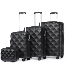 (Black, 13/20/24/28 Inch) 1 to 4 Pcs ABS Hard Shell Travel Suitcase with TSA Lock