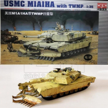 1:35 Scale American M1A1HA With Twmp Main Battle Tank With Sweeping Plough DIY Plastic Assembling Model Toy