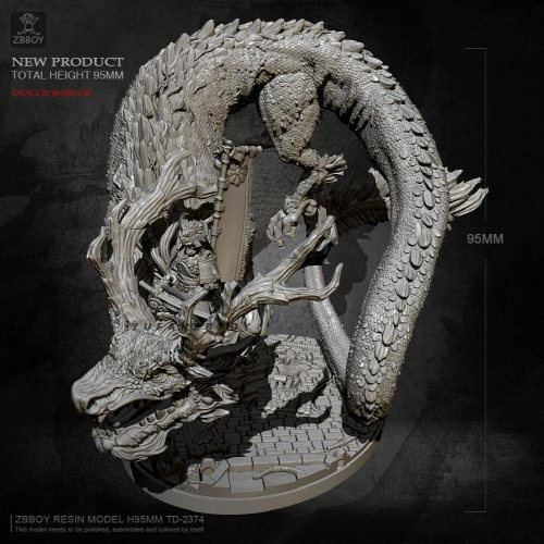 95MM Resin kits Samurai Dragon self-assembed TD-2374 1
