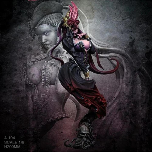 1/8 Resin Bust Kits Rose Witch Resin Model Self-assembled A-194 2