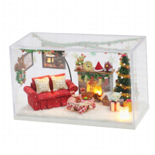 Handcraft Christmas Dollhouse with Furniture LED Light Wooden House Room for Girls Christmas Decor