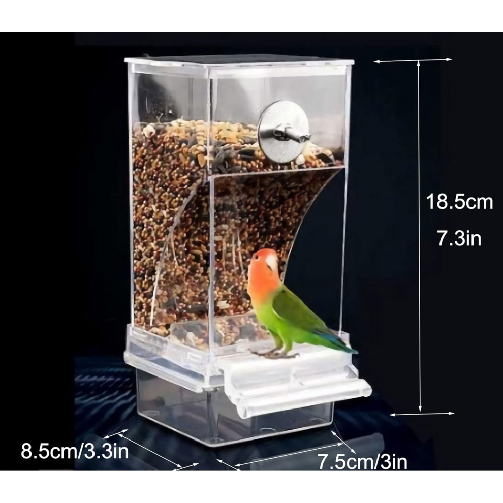 Tianfu Automatic Bird Feeder,No Mess Bird Feeder,Bird Cage Feeder Bird Cage Accessories For Parakeet Canary Cockatiel Finch (Transparent)
