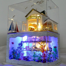 DIY Dollhouse Toys Double Layers LED Light Dollhouse Manual Assembling Model Toy Birthday Gift
