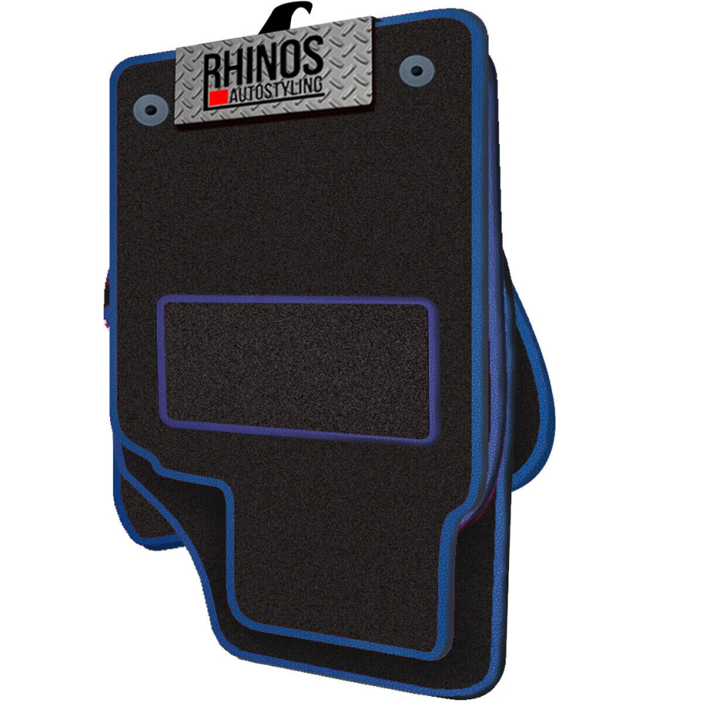 TAILORED TO FIT HONDA HR-V BLACK EDITION (2015-2019) - FULL SET OF TAILORED LUXURY INTERIOR FLOOR CAR CARPET MATS - BLACK MAT + BLUE LEATHER EDGING