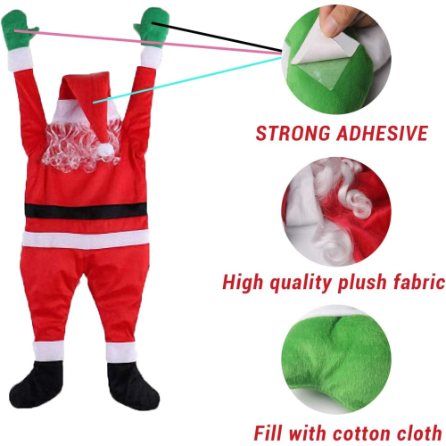 42 Inch Christmas Hanging Santa Claus Decoration, Life Size Climbing ...