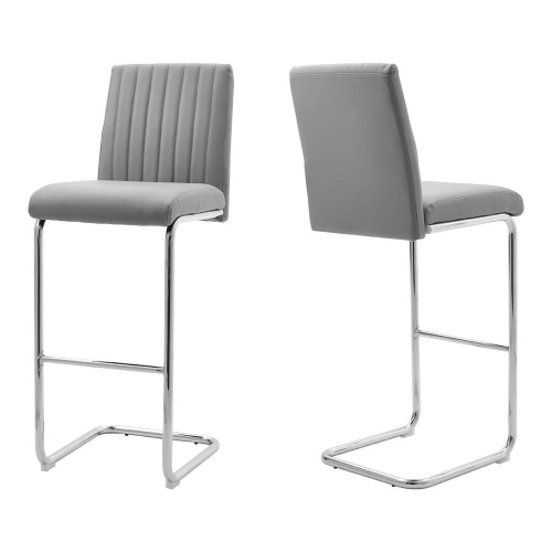 Living And Home (Grey) 2 Pcs PU Leather Bar Stools with Backrest for Pub Dining Room 2