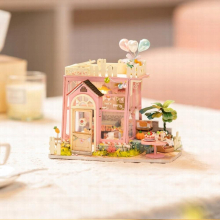 DIY Dollhouse with Furniture Kit LED Light Wood House Room Toy