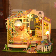 DIY Dollhouse Kit with LED Light & Case Furniture Set Wood House 3D Building Puzzle Birthday