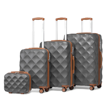 (Grey/Brown, 13/20/24/28 Inch) 1 to 4 Pcs ABS Hard Shell Travel Suitcase with TSA Lock