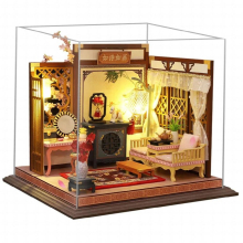 Wooden Dollhouse 3D , Plus LED Light and Furniture and Dust Proof Case, Birthday for Kids and Adults