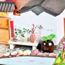 Dollhouse with Furniture LED Light Wooden Crafts Modern for Kids Adults