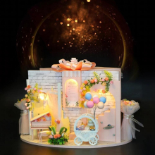 Handcraft Dollhouse LED Light & Box Crafts Romantic Wedding Scene Wedding Shop Self-Assembly Dollhouse