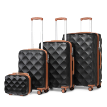 (Black/Brown, 13/20/24/28 Inch) 1 to 4 Pcs ABS Hard Shell Travel Suitcase with TSA Lock