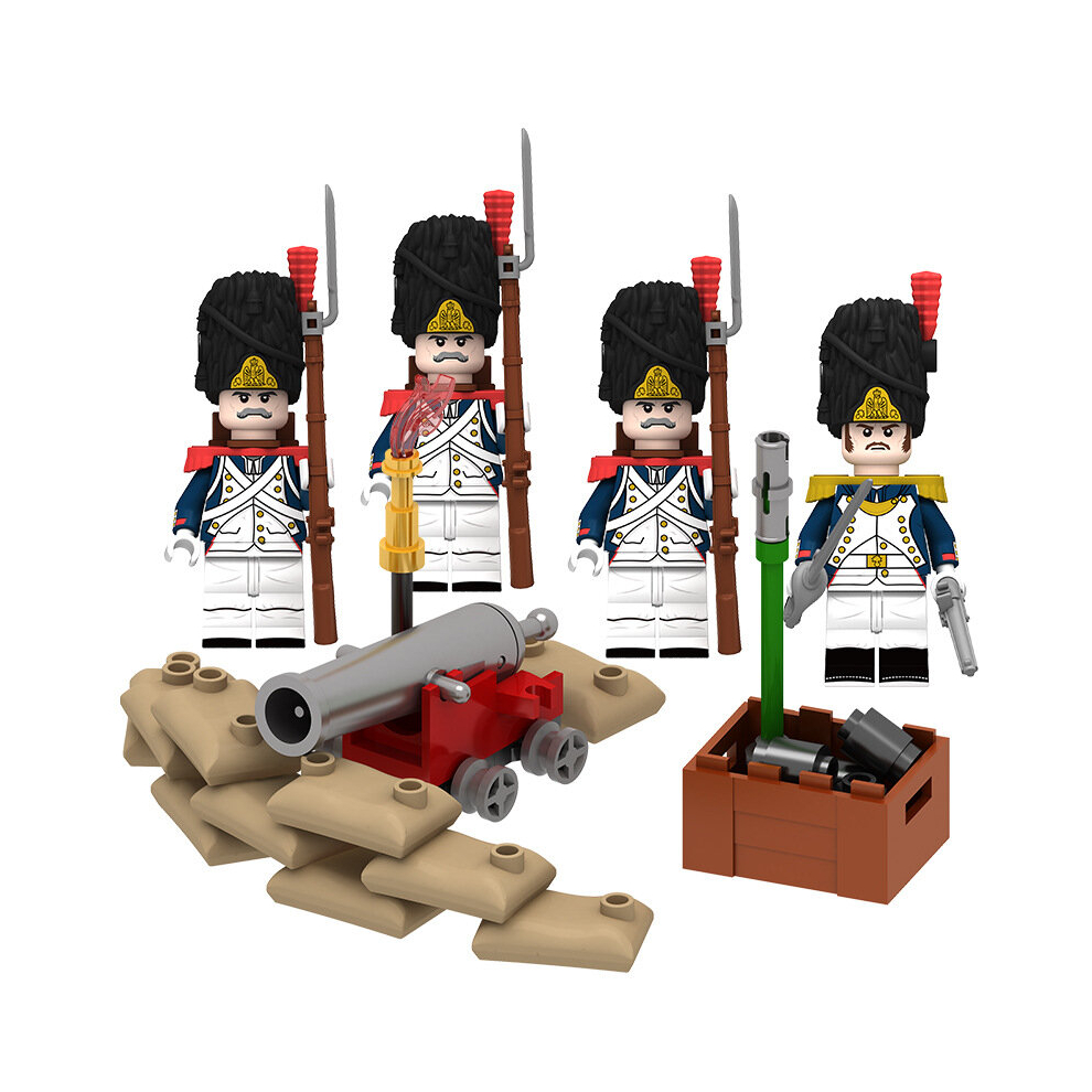 (British infantry trenches) Napoleon British Medieval Naval Cannon War Small Scene Building Blocks Doll Toy