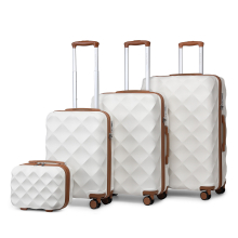 (Cream, 13/20/24/28 Inch) 1 to 4 Pcs ABS Hard Shell Travel Suitcase with TSA Lock