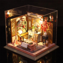 Handcraft Modern Dollhouse with Dustproof Case LED Light & Case Crafts DIY Self Assembly for Kids Adults
