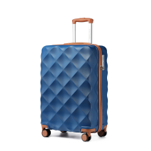 (Navy/Brown, 20 Inch) 1 to 4 Pcs ABS Hard Shell Travel Suitcase with TSA Lock