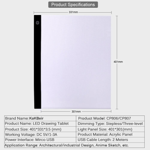 A3 Digital Graphics Tablet For Drawing Pad Art Painting Graphic Copy Board Electronics USB Writing Table LED Light Box 2