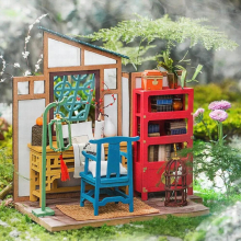 Creative Room Dollhouse Kit LED Light Chinese Ancient Traditional Wooden Vintage Style House Craft 3D Puzzles for Kids Adults