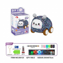 DIY Diamond Painting Toy Cars with LED Light Kids Gift Cartoon Animal Shape Car Keychain Rhinestone